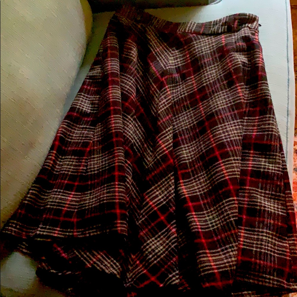 Plaid wool circle skirt